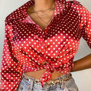 Red Satin Blouse